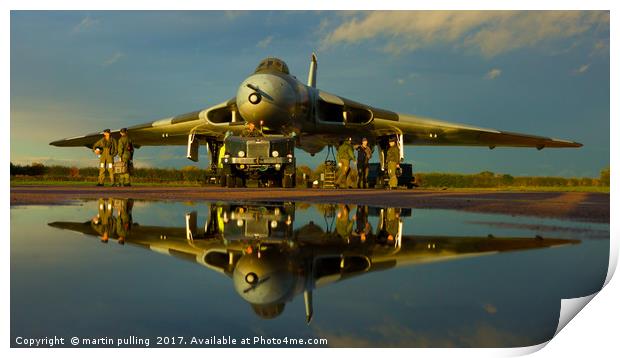 Avro Vulcan Bomber, reflection. Print by martin pulling