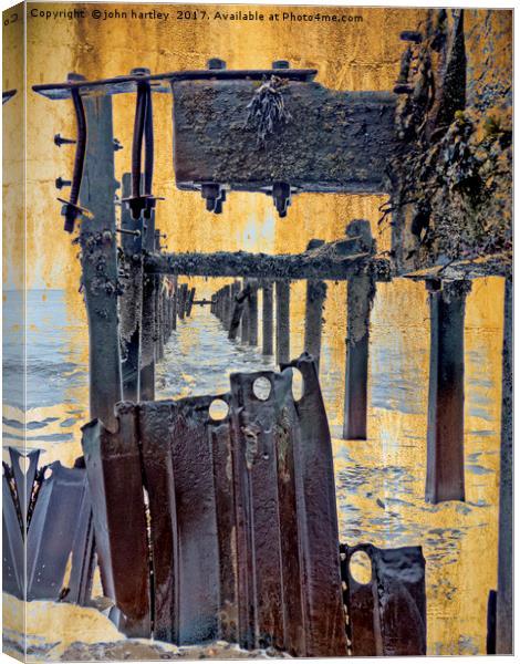 Liquid Gold! Derelict Jetty - Photo Art Composite  Canvas Print by john hartley