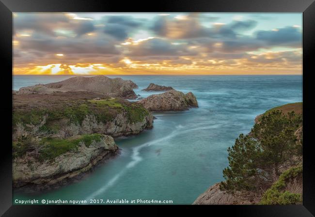 Point Lobos At Sunset Framed Print by jonathan nguyen