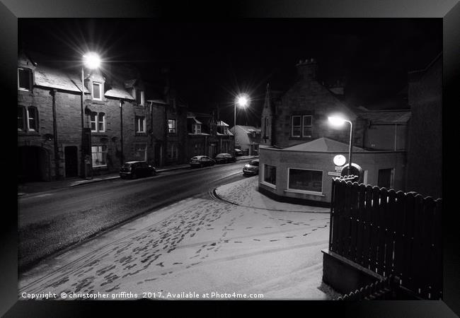 Snowy Street View Framed Print by christopher griffiths