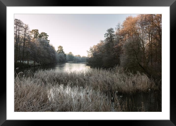 Hoar Frost at Virginia Water Lake Framed Mounted Print by Bob Barnes