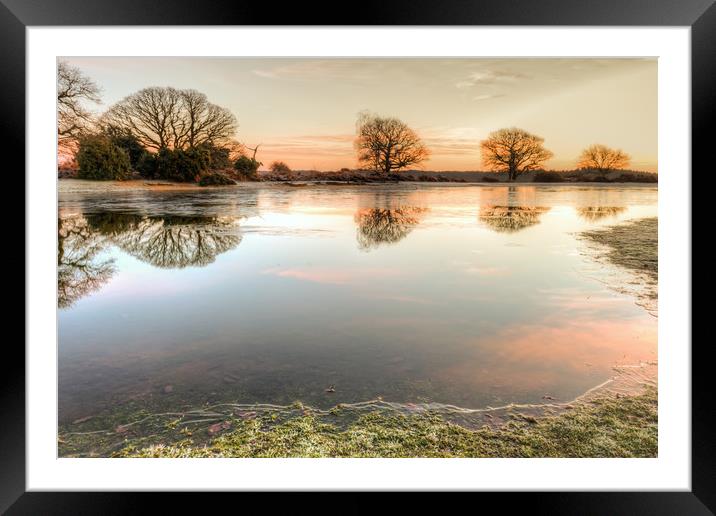 Mogshade Pond with Ice  Framed Mounted Print by Bob Barnes