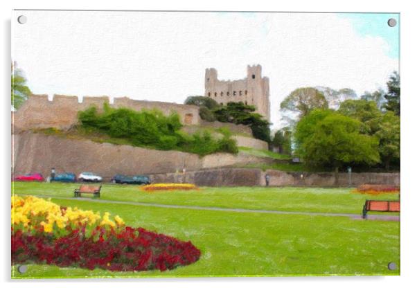 Rochester Castle on a Summer Day Acrylic by Zahra Majid