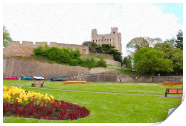 Rochester Castle on a Summer Day Print by Zahra Majid