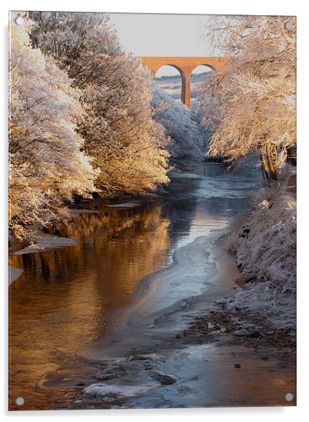 Snow and Ice on the River Nairn, Scotland Acrylic by Jacqi Elmslie