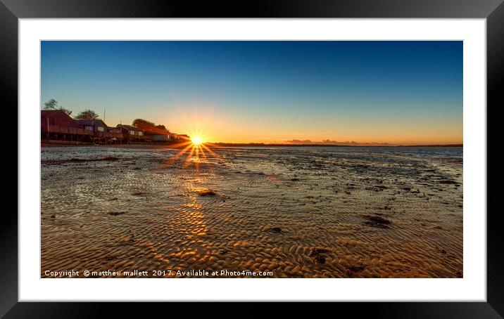 Wrabness Beach January Sunset Framed Mounted Print by matthew  mallett