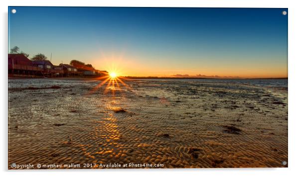 Wrabness Beach January Sunset Acrylic by matthew  mallett