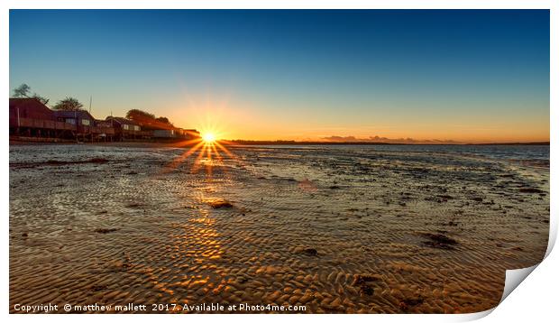 Wrabness Beach January Sunset Print by matthew  mallett