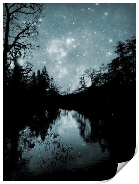 lake in the starlight Print by Heather Newton