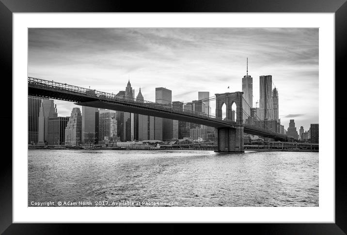 Brooklyn Bridge and Manhattan Skyline Framed Mounted Print by Adam North