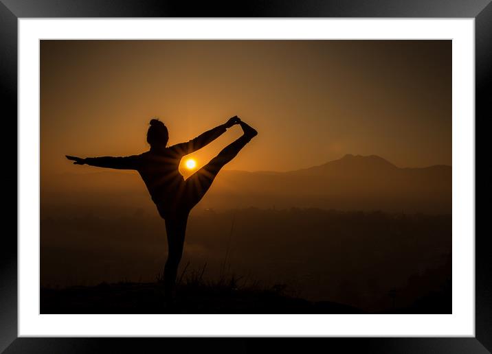 Doing Yoga exercise Framed Mounted Print by Ambir Tolang
