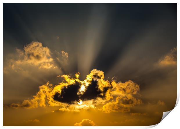 The Sun and Clouds Print by Hassan Najmy