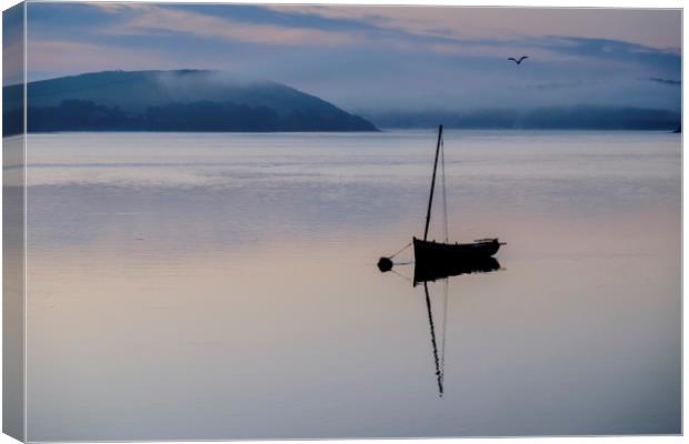 Peaceful sunrise on the river Camel Canvas Print by Lindsay Philp