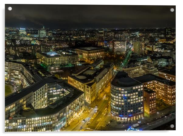 Berlin Night Skyline, Germany Acrylic by Mark Llewellyn