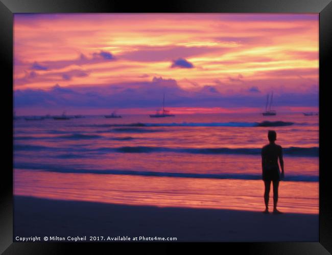 Purple Sunset Framed Print by Milton Cogheil