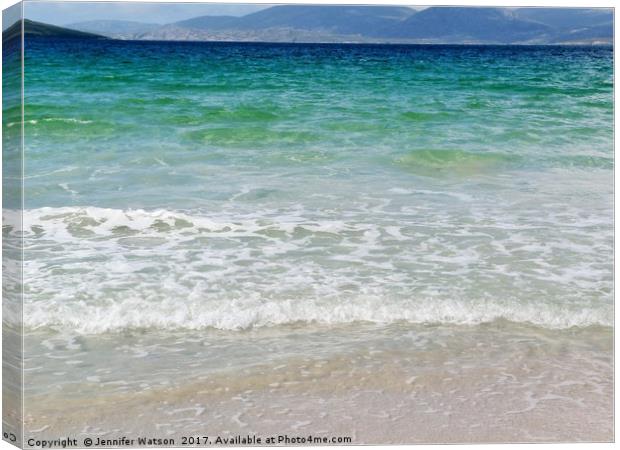 Azure sea at Luskentyre Beach Canvas Print by Jennifer Henderson
