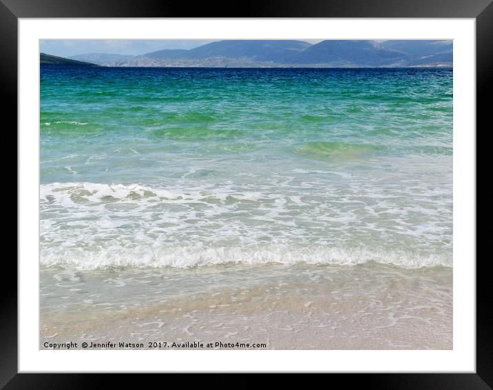 Azure sea at Luskentyre Beach Framed Mounted Print by Jennifer Henderson