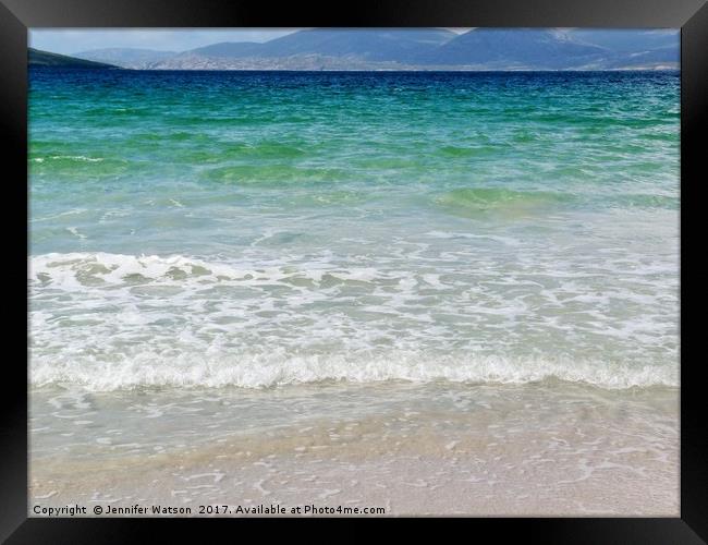 Azure sea at Luskentyre Beach Framed Print by Jennifer Henderson