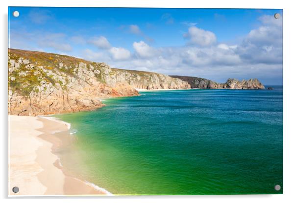 Porthcurno beach, Cornwall Acrylic by Daugirdas Racys