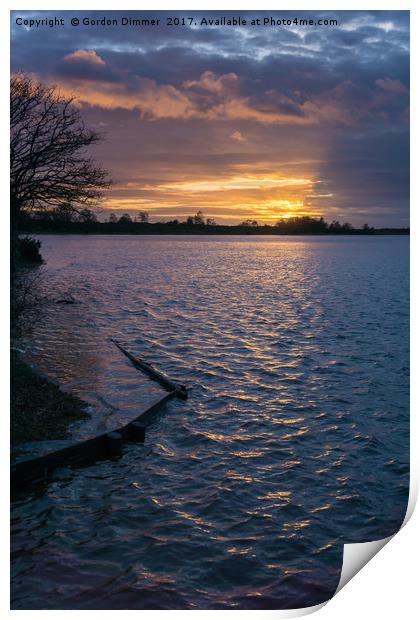A Fiery Sunset over Hatchet Pond Print by Gordon Dimmer