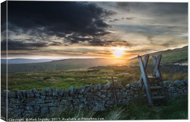 Sunset and Stile Canvas Print by Mark Ingleby