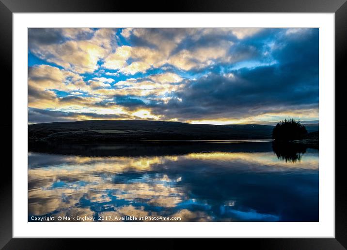 Sunset over Burnhope Reservoir. Framed Mounted Print by Mark Ingleby