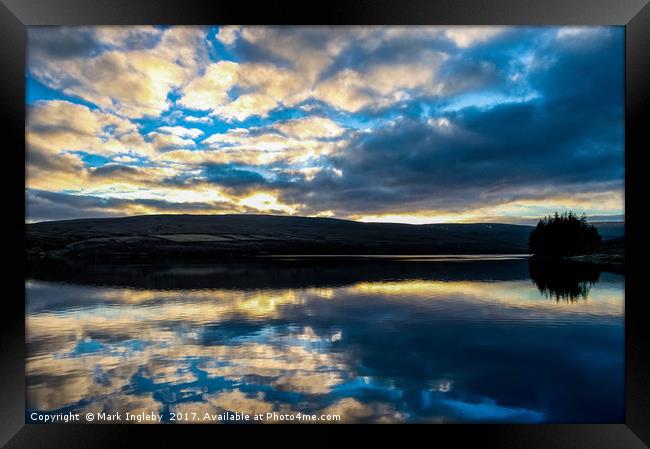 Sunset over Burnhope Reservoir. Framed Print by Mark Ingleby