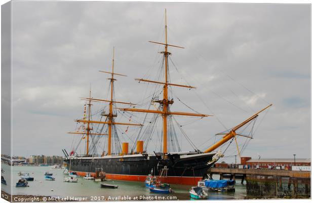 HMS Warrior an iron clad warship in the Royal Navy Canvas Print by Michael Harper