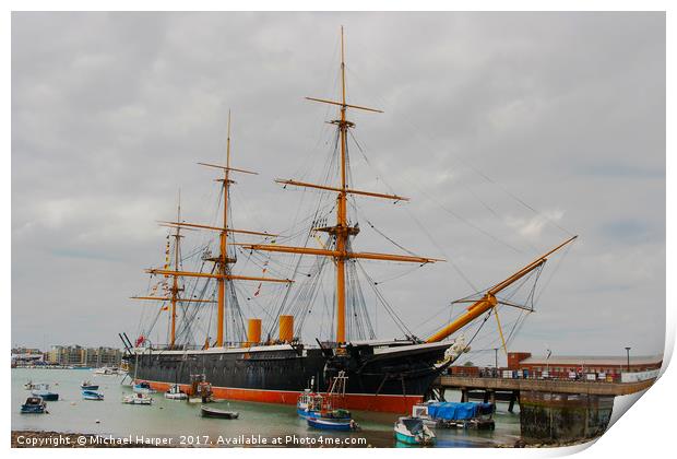 HMS Warrior an iron clad warship in the Royal Navy Print by Michael Harper