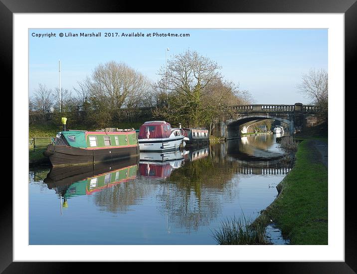 Boats on the Lancaster Canal  Framed Mounted Print by Lilian Marshall