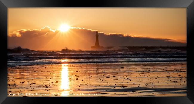 Sunrise At Roker Framed Print by Ray Pritchard
