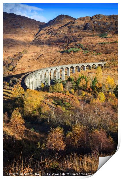 Autumn at Glenfinnan Viaduct Print by Andrew Ray