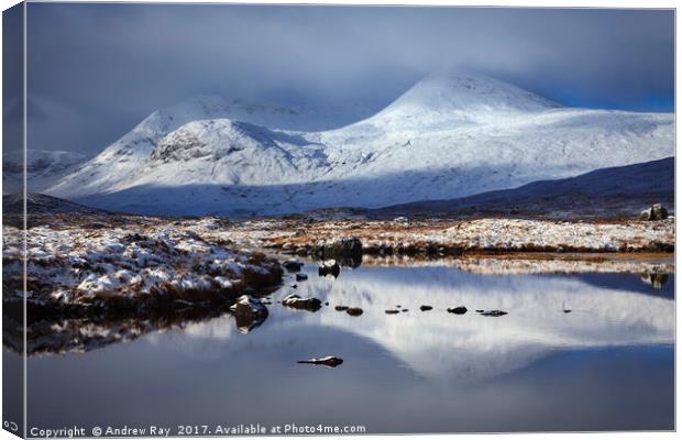 Black Mount Reflections Canvas Print by Andrew Ray