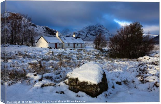 Snow at Black Rock Cottage Canvas Print by Andrew Ray