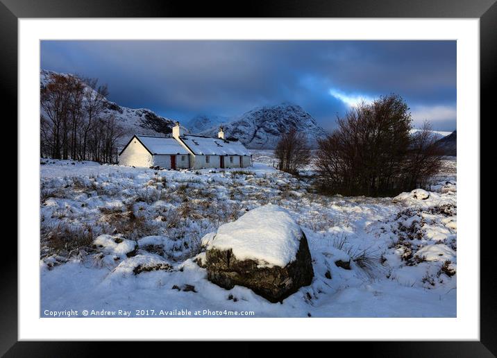 Snow at Black Rock Cottage Framed Mounted Print by Andrew Ray