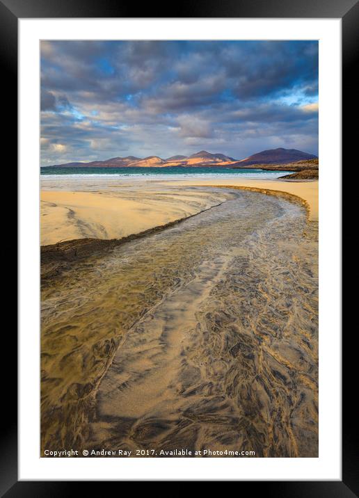 Stream on Luskentyre Beach  Framed Mounted Print by Andrew Ray