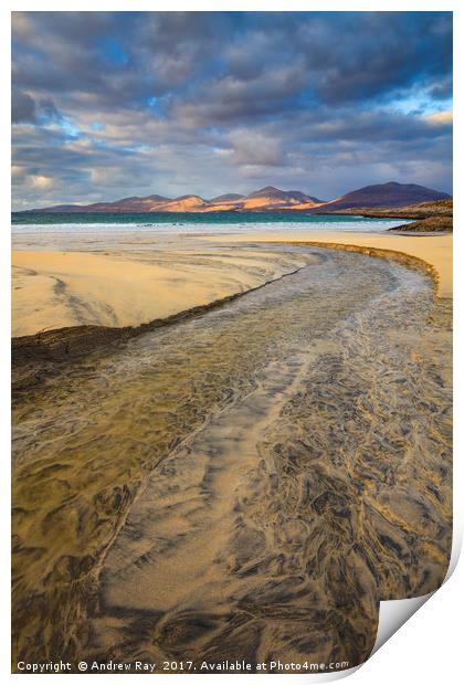 Stream on Luskentyre Beach  Print by Andrew Ray