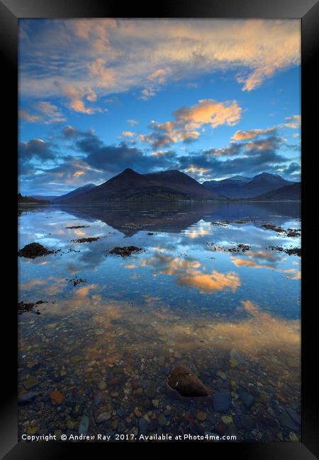 Sunrise Reflections (Loch Leven)  Framed Print by Andrew Ray