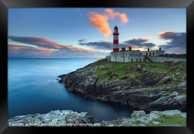 Sunset at Eilean Glas Lighthouse (Scalpay Framed Print by Andrew Ray
