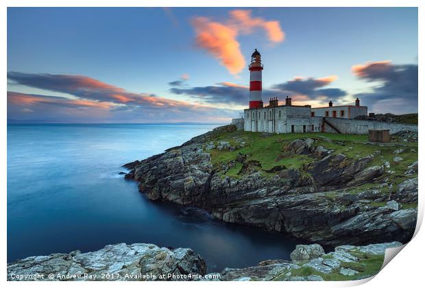 Sunset at Eilean Glas Lighthouse (Scalpay Print by Andrew Ray
