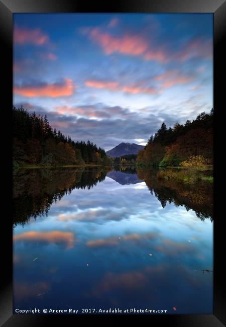 Glencoe Lochan Reflections Framed Print by Andrew Ray