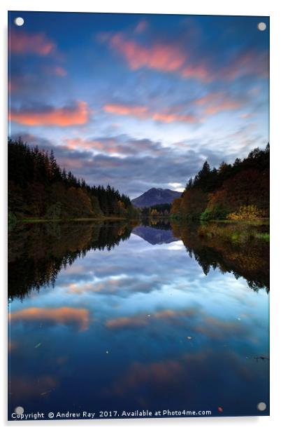 Glencoe Lochan Reflections Acrylic by Andrew Ray