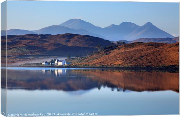 Reflections in Loch Ceann Hulabhaig Canvas Print by Andrew Ray