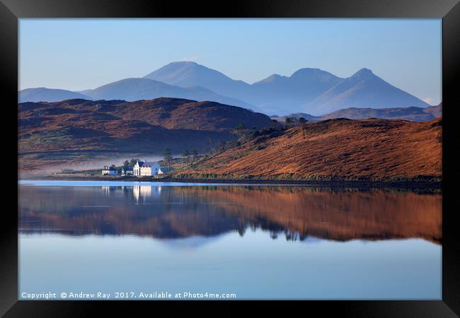 Reflections in Loch Ceann Hulabhaig Framed Print by Andrew Ray