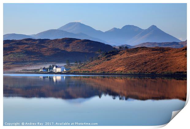 Reflections in Loch Ceann Hulabhaig Print by Andrew Ray