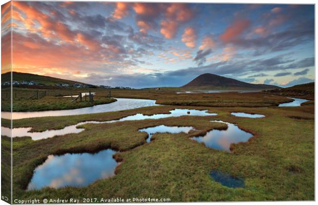 Salt Marsh at Sunset (Isle of Harris)  Canvas Print by Andrew Ray