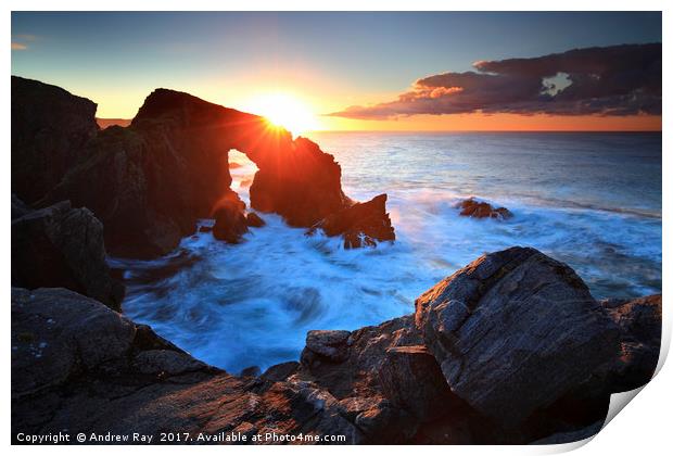 Sunset at Stac a' Phris Print by Andrew Ray
