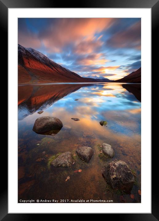 Sunset Reflected in Loch Etive Framed Mounted Print by Andrew Ray