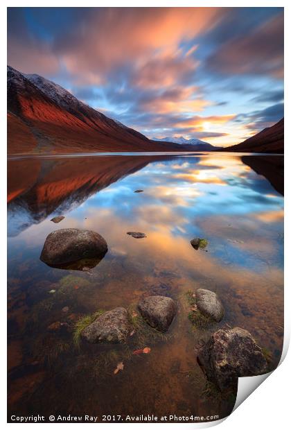 Sunset Reflected in Loch Etive Print by Andrew Ray