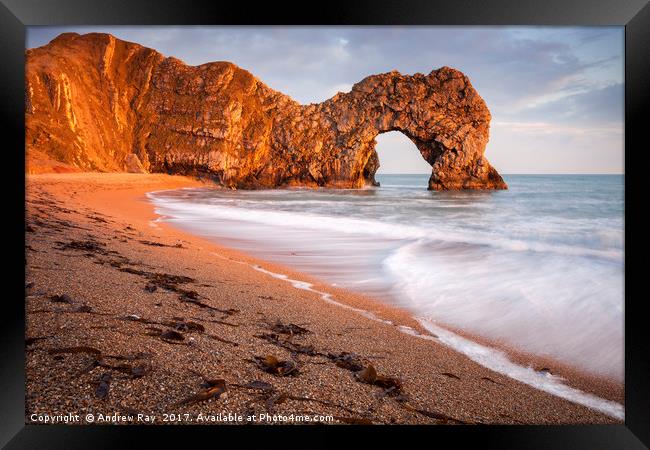 Late Light at Durdle Door Framed Print by Andrew Ray